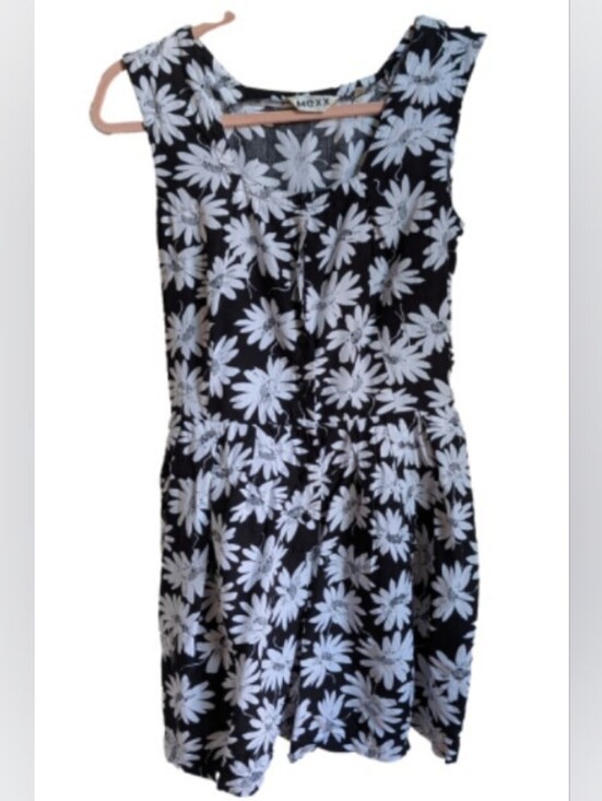 Vintage Pants - VINTAGE MEXX Y2K Black White Retro Bohemian Floral Daisy Romper Size Medium